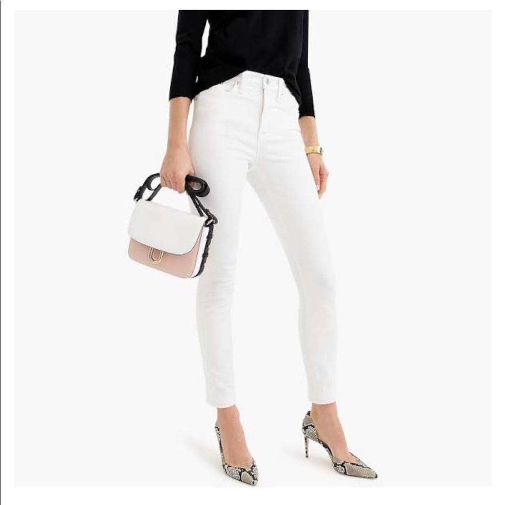 J.Crew 9” High-Rise Toothpick White Jeans